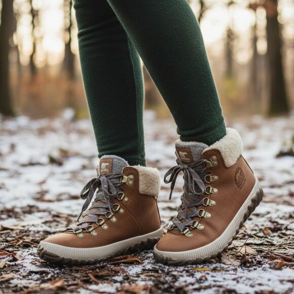 Sorel Boots Leather Tan Brown Out N About Plus Hiking Gorpcore Cabin Women's 6 - Picture 10 of 10